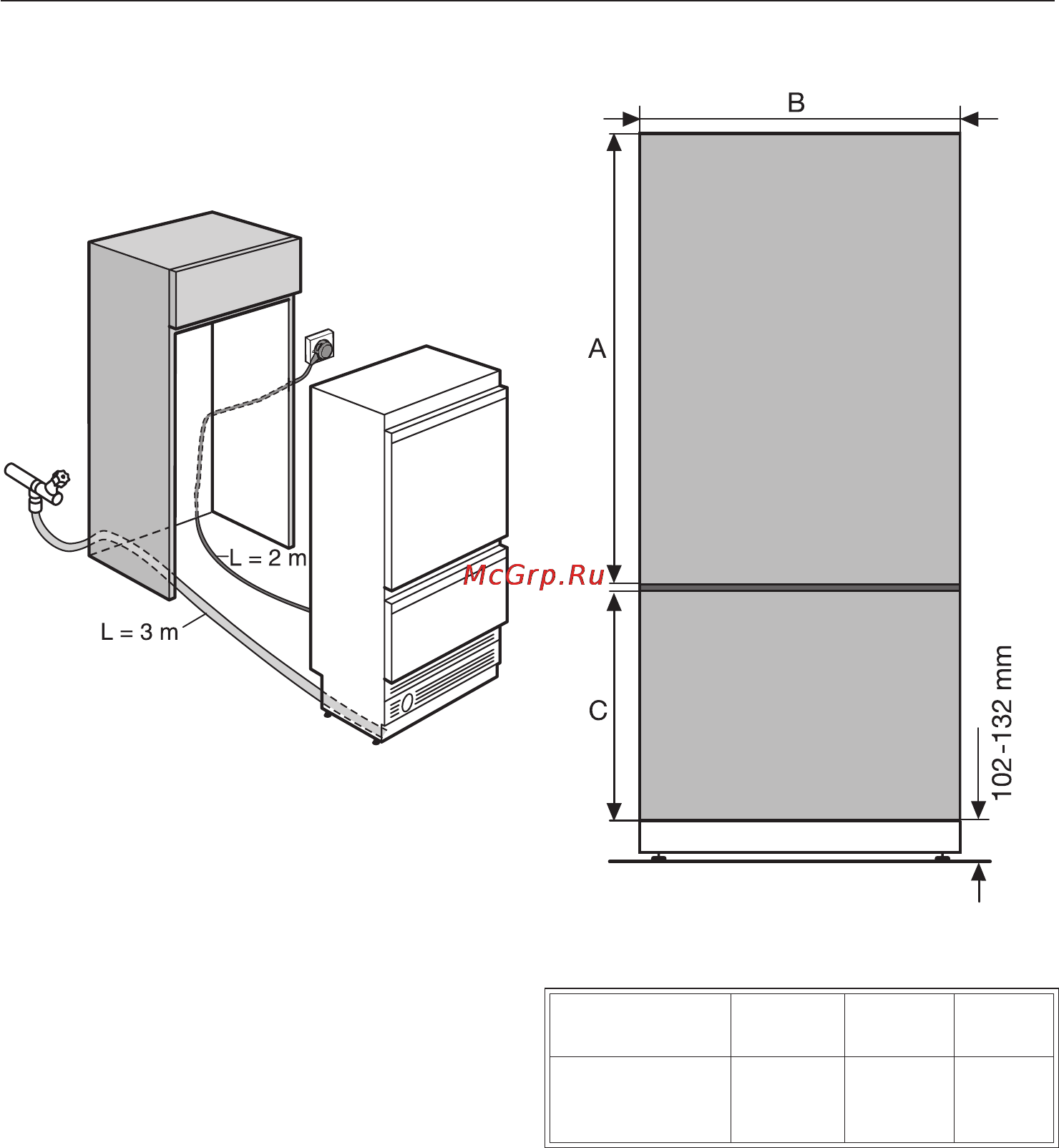 Miele KF 1901 VI [69/92] Размеры для встраивания