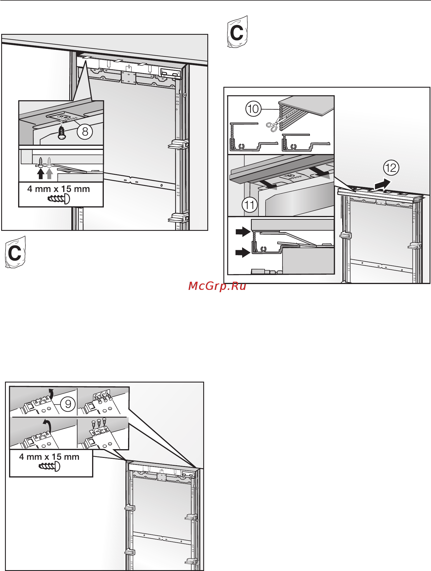 Miele F 1811 VI [68/80] Çàêðåïëåíèå ïðèáîðà â íèøå 68