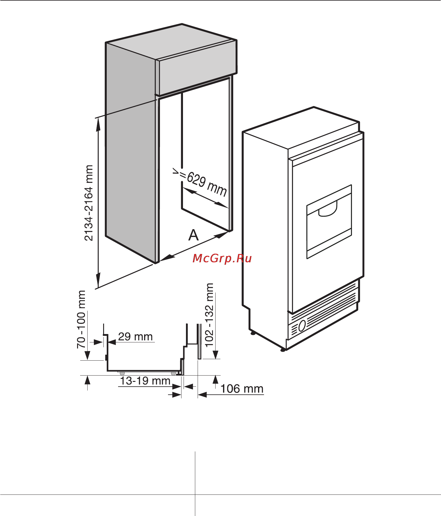 Miele F 1471 VI [63/88] Ðàçìåðû ïðèáîðà è íèøè äëÿ âñòðàèâàíèÿ 63