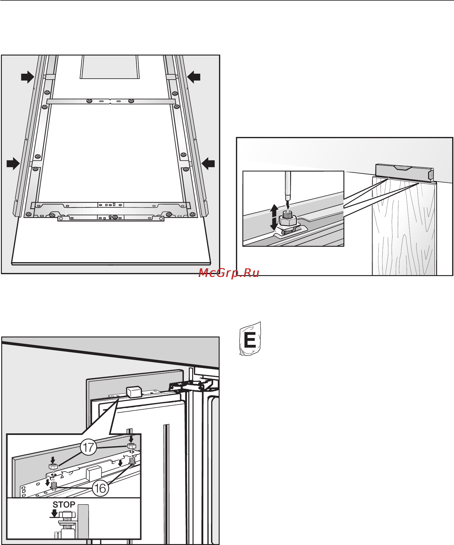 Miele F 1471 VI [77/88] Êðåïëåíèå è âûðàâíèâàíèå ìåáåëüíîãî ôðîíòà 77