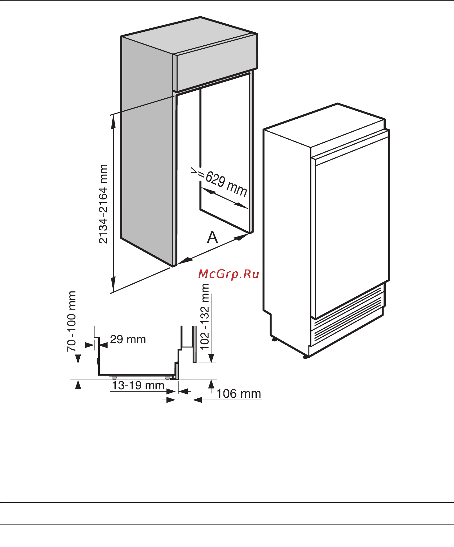 Miele K 1901 VI [49/72] Ðàçìåðû ïðèáîðà è íèøè äëÿ âñòðàèâàíèÿ 49