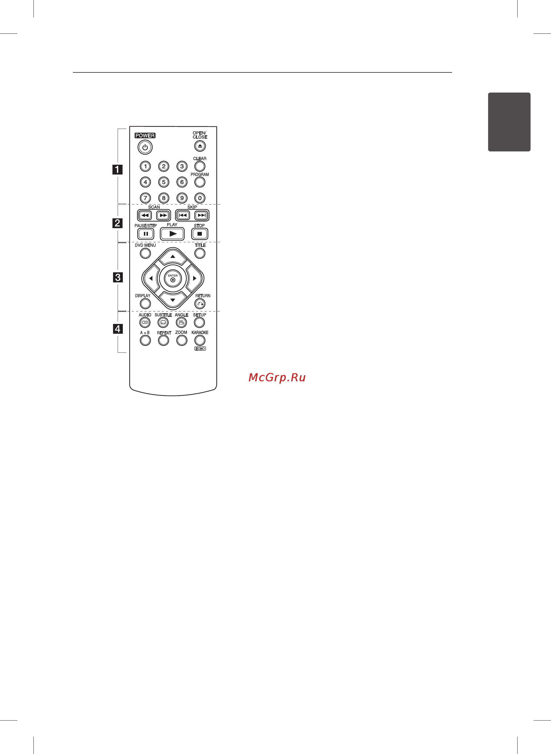 LG DVX691K [9/22] Пульт дистанционного управления