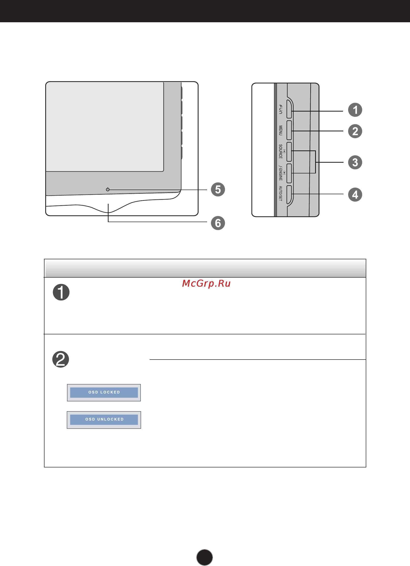 LG W2361VG [9/29] Front panel controls
