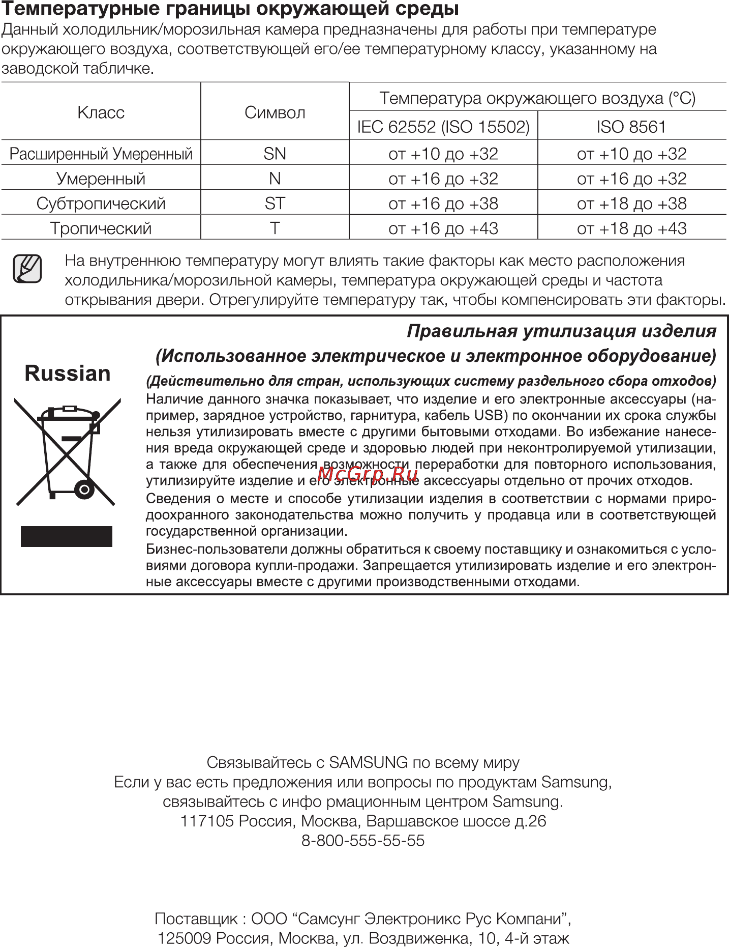 Samsung RT-25 HAR4DWW Инструкция по эксплуатации онлайн [24/24] 78931