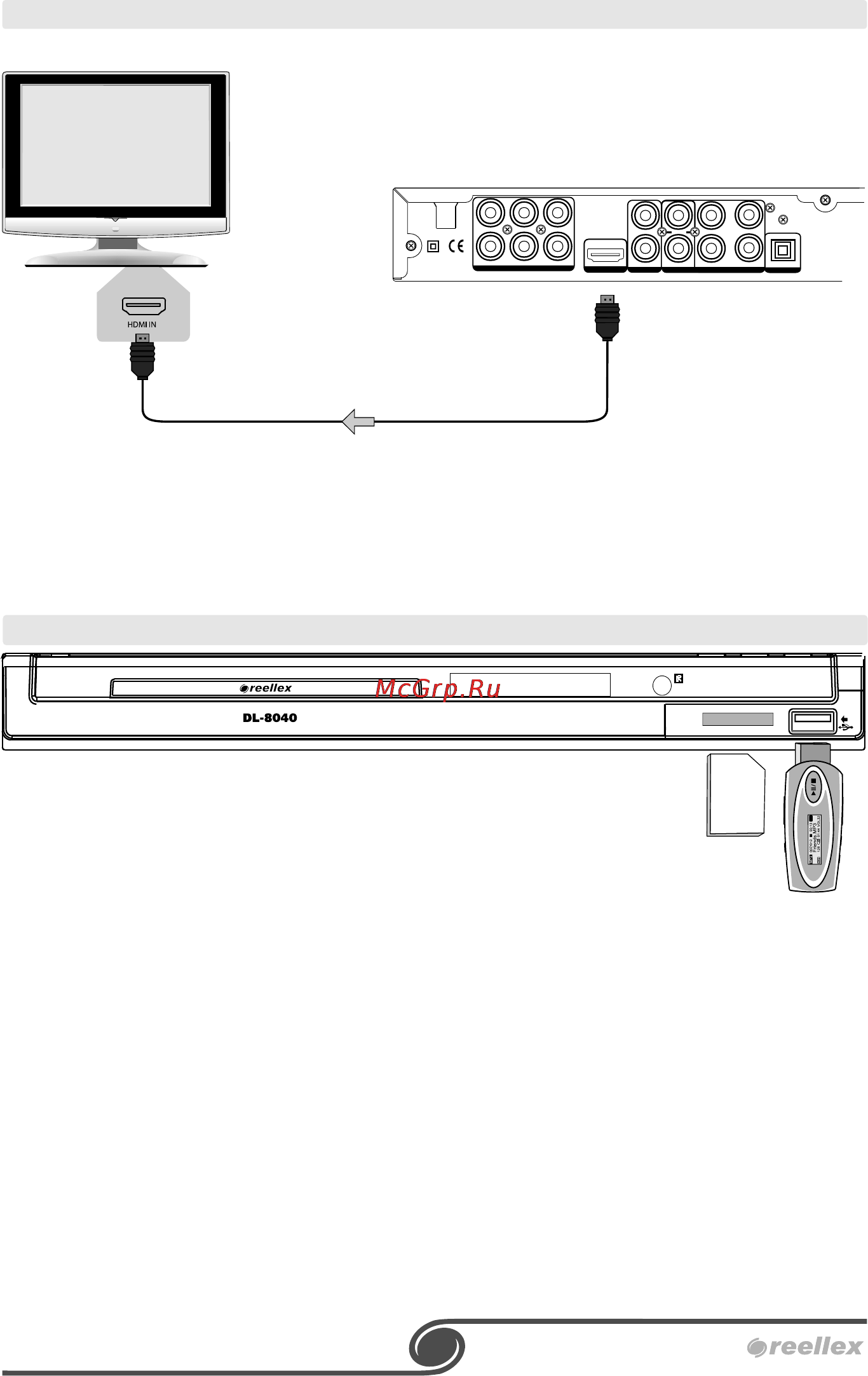 Reellex DC-8535 [8/24] Подключение usb диска и карт памяти
