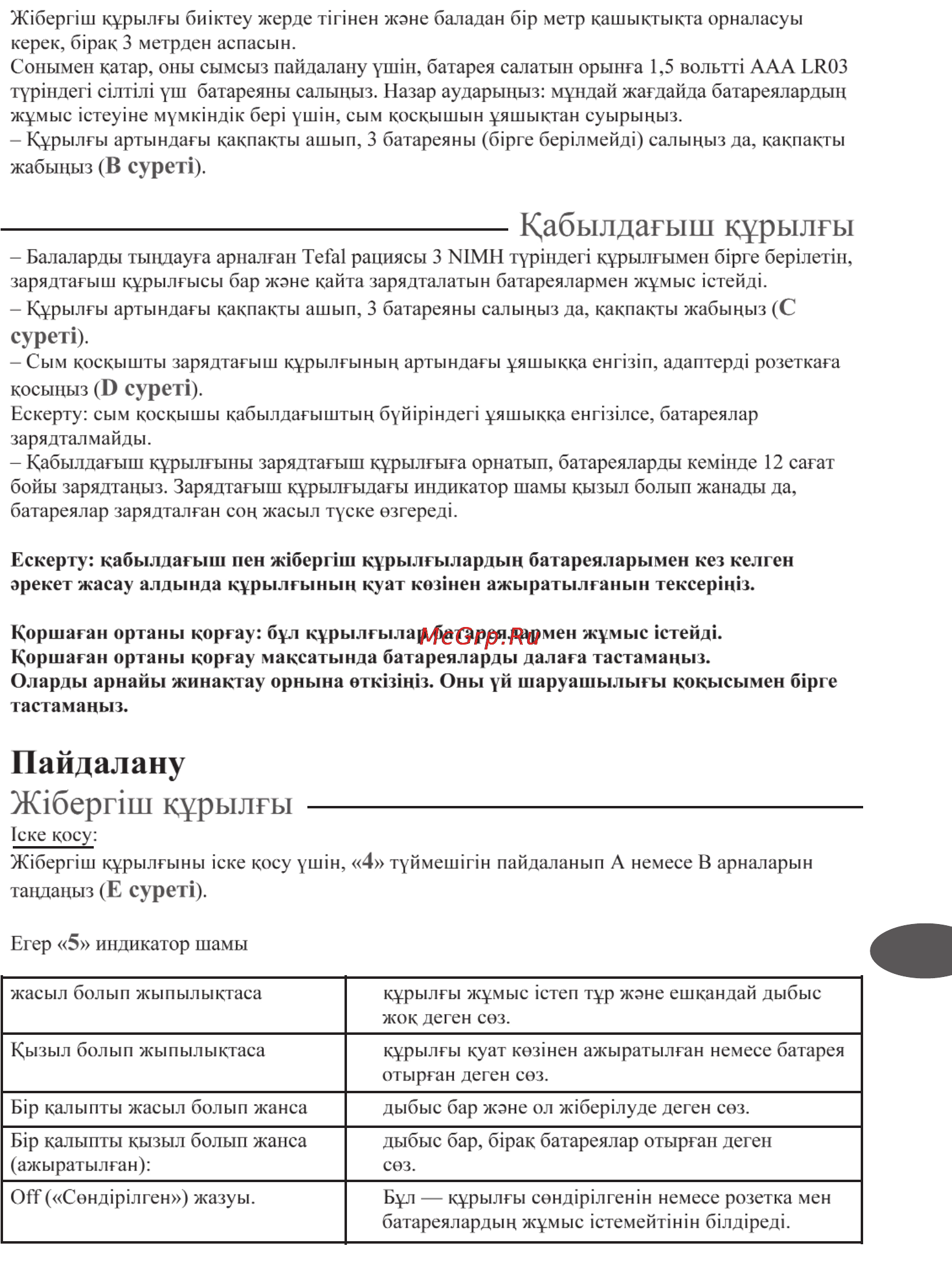 Tefal TD1000 [61/63] Кабылдагыш курылгы