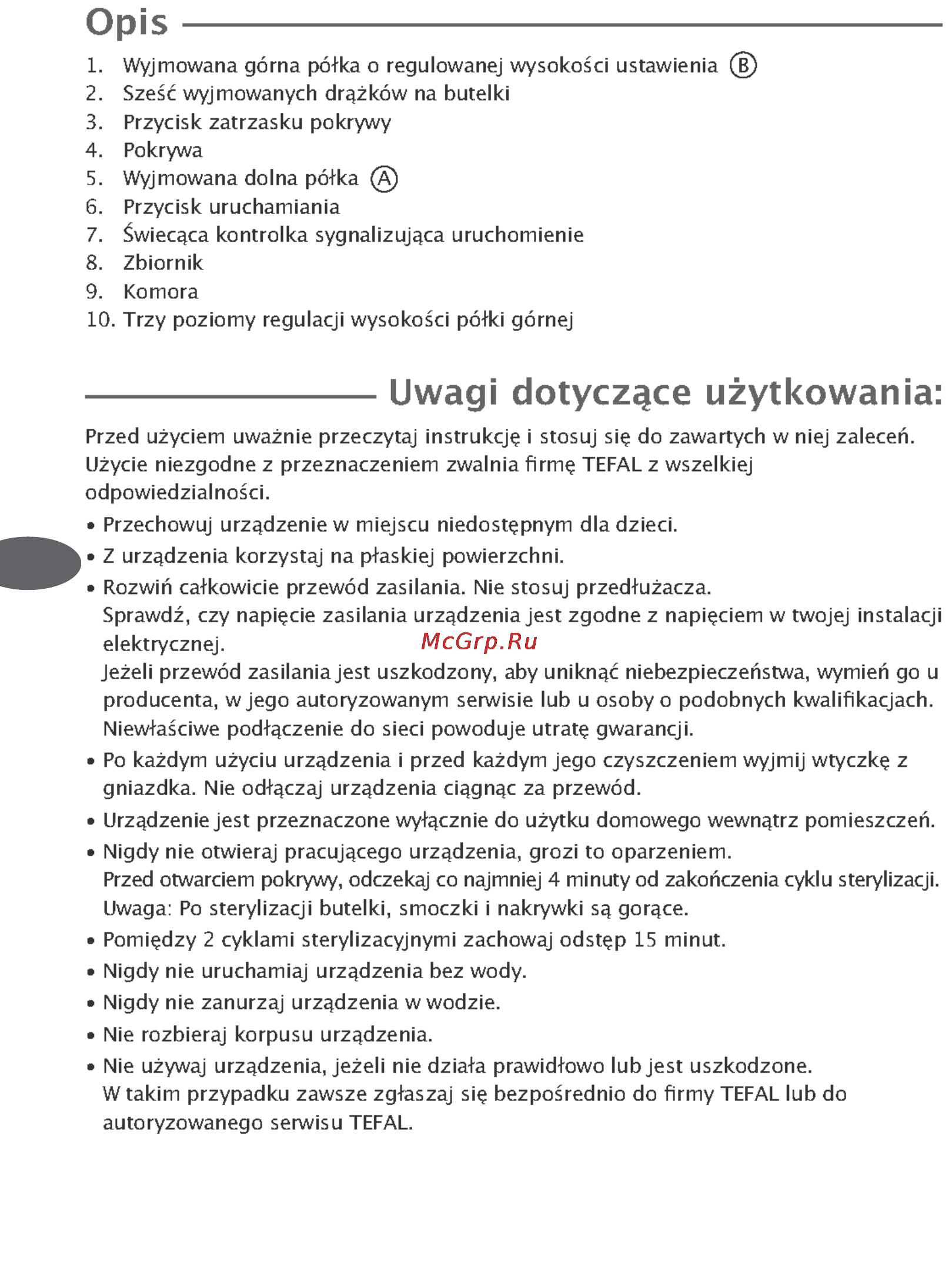 Tefal TD7300 [28/50] Uwagi dotycz ce uzytkowania