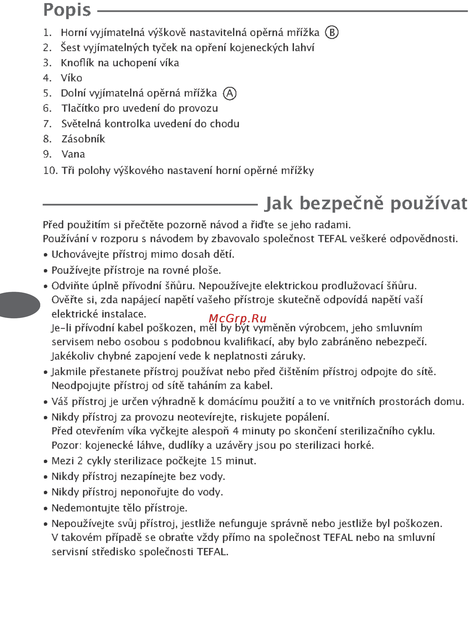 Tefal TD7300 [30/50] Jak bezpecne pouzívat