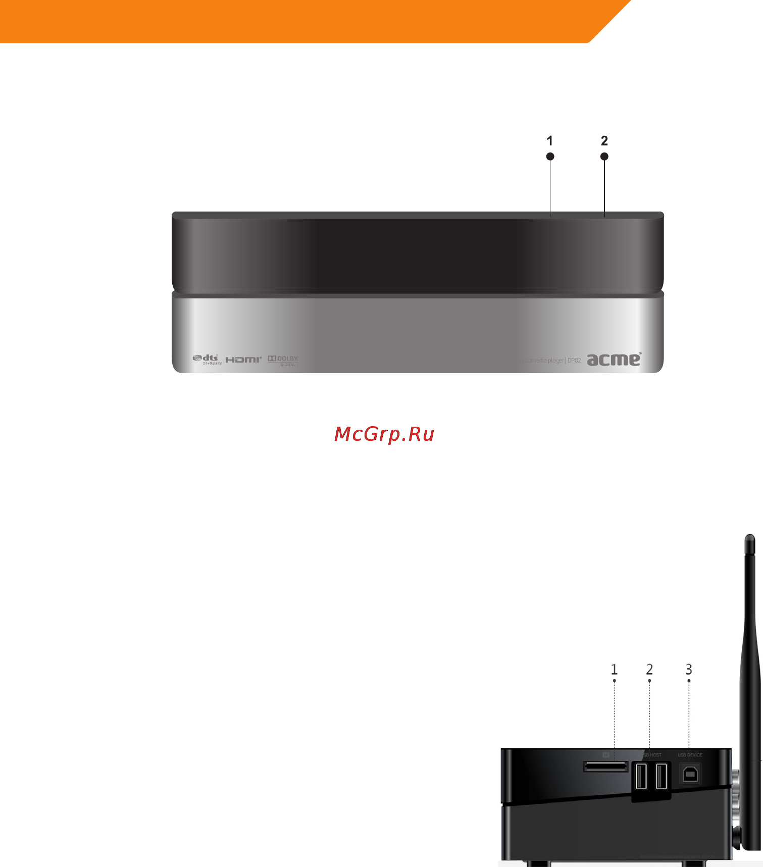 Acme DP02 [173/202] Przedni panel odtwarzacza