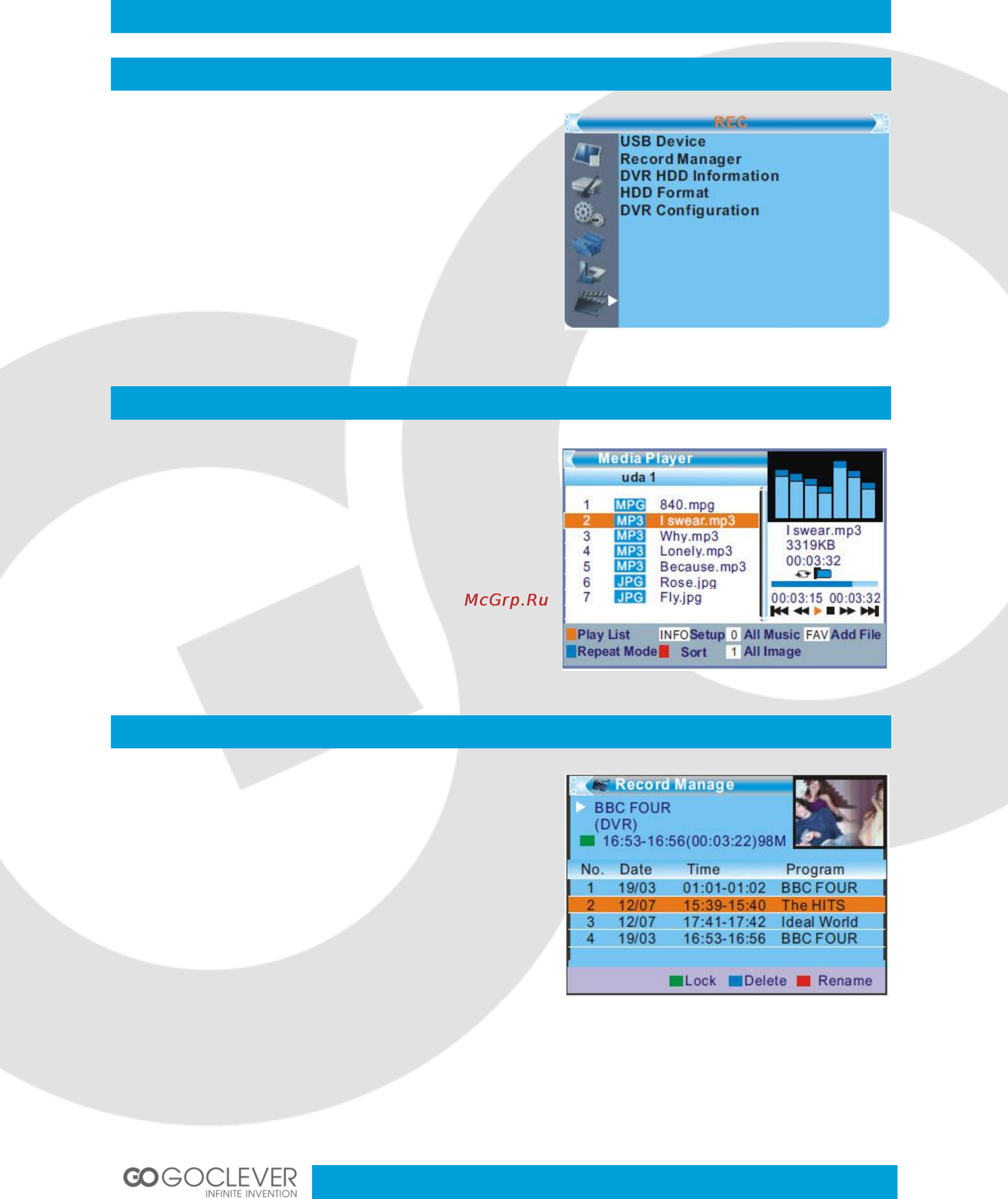 Goclever DVB-T 300 [41/47] Rec rec main menu