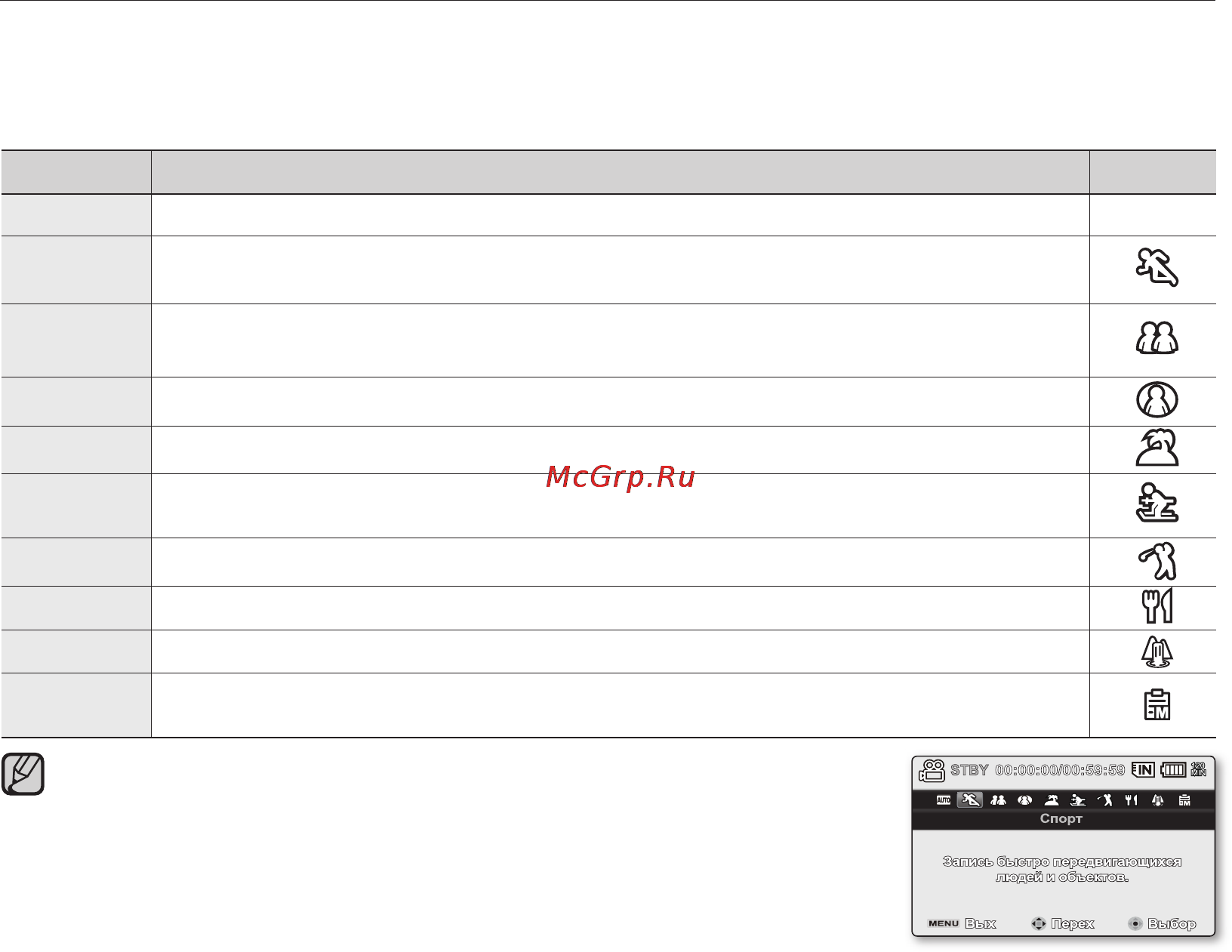 Samsung VP-MX25E [64/127] Использование элементов меню записи___________________________