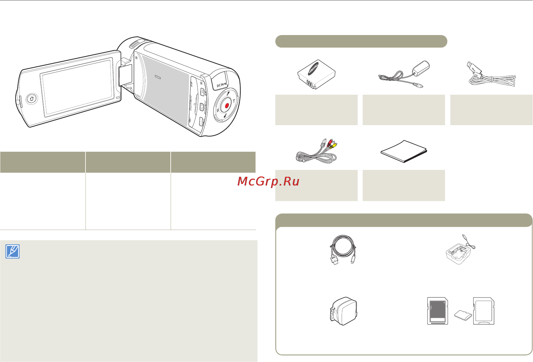 Samsung HMX-QF30WP White [12/129] Комплект поставки