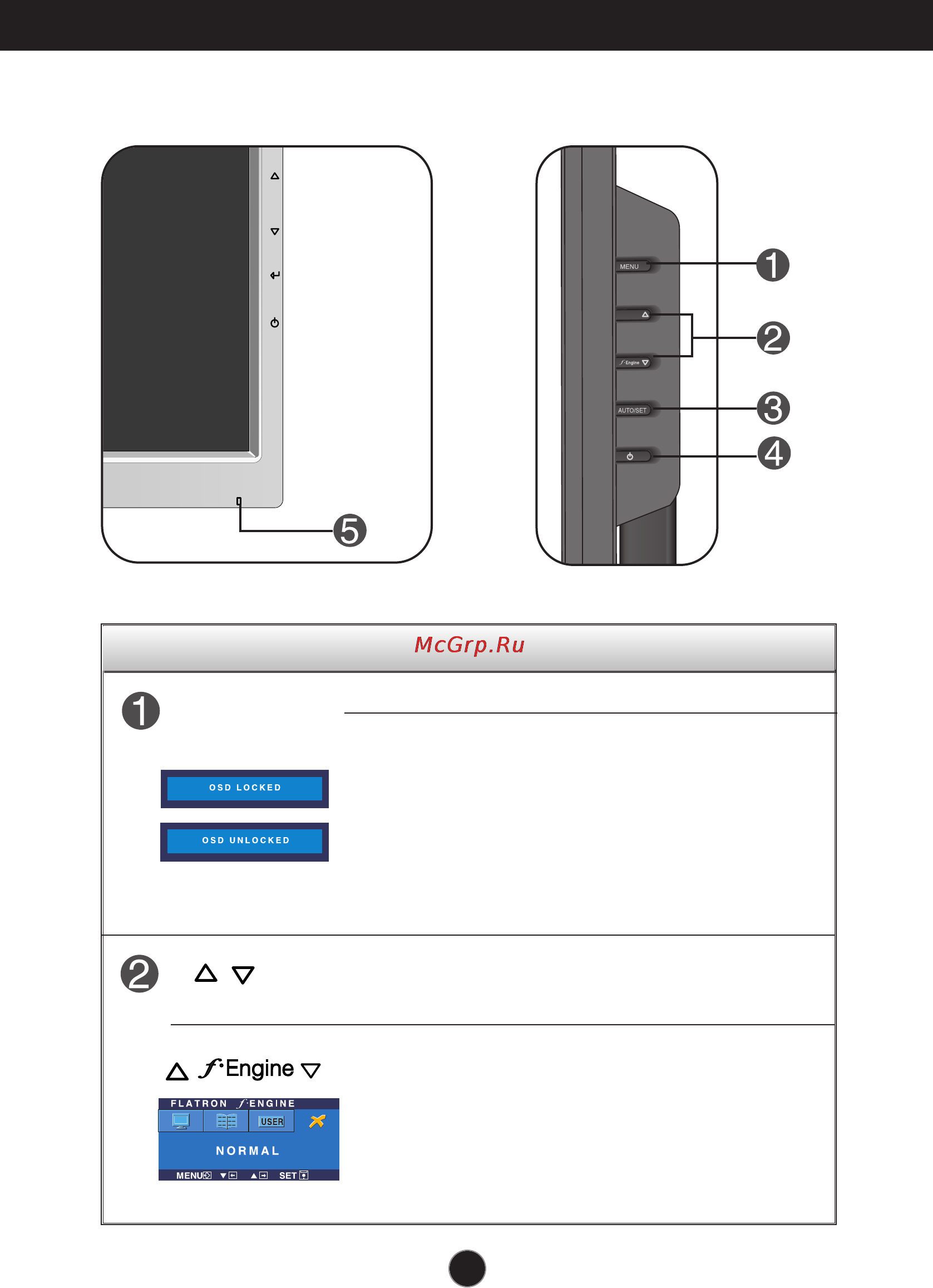 LG L1919SP [10/26] Front panel controls