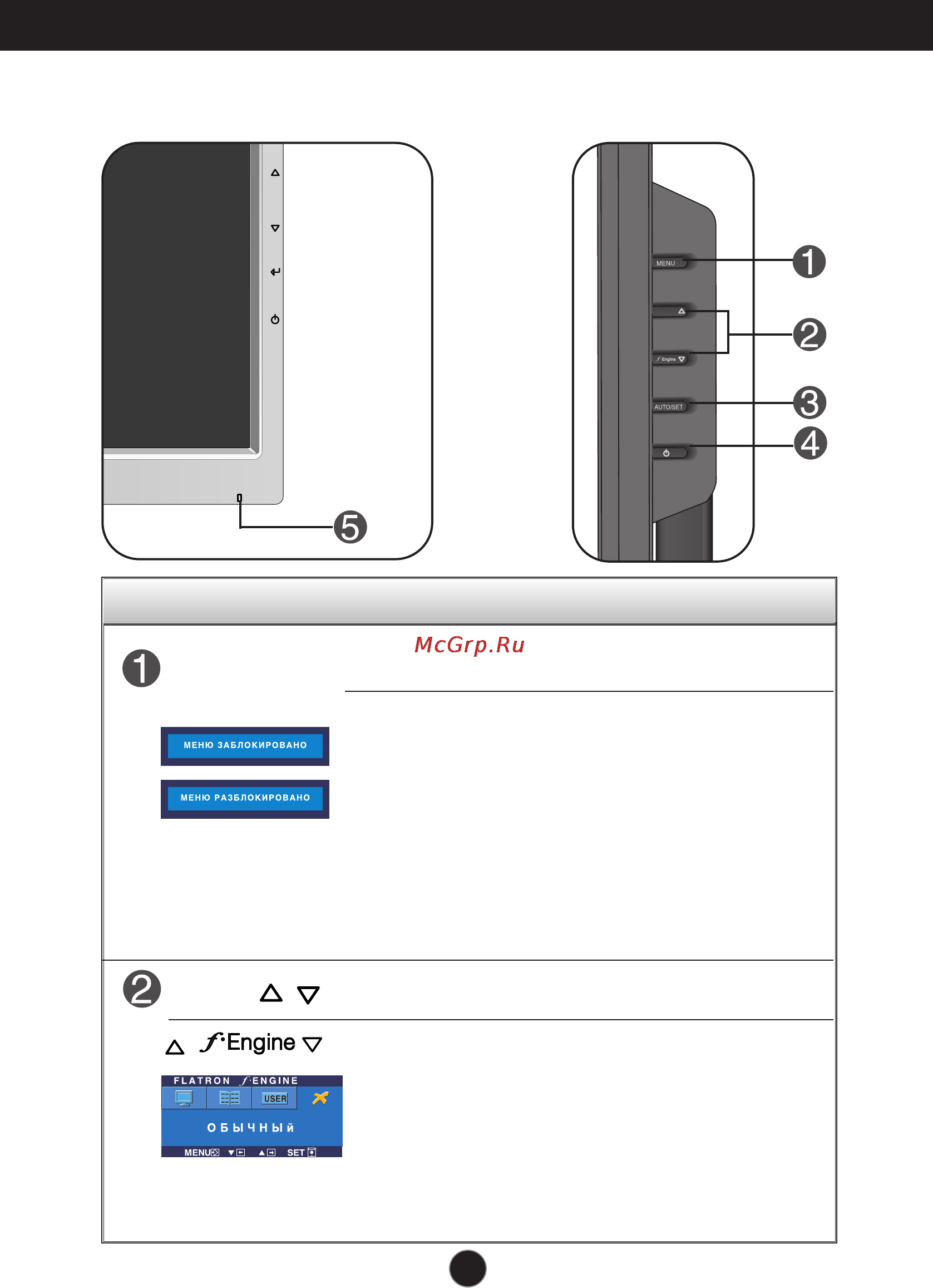 LG L1953S-SF.ARUSQVN [9/25] Функции панели управления