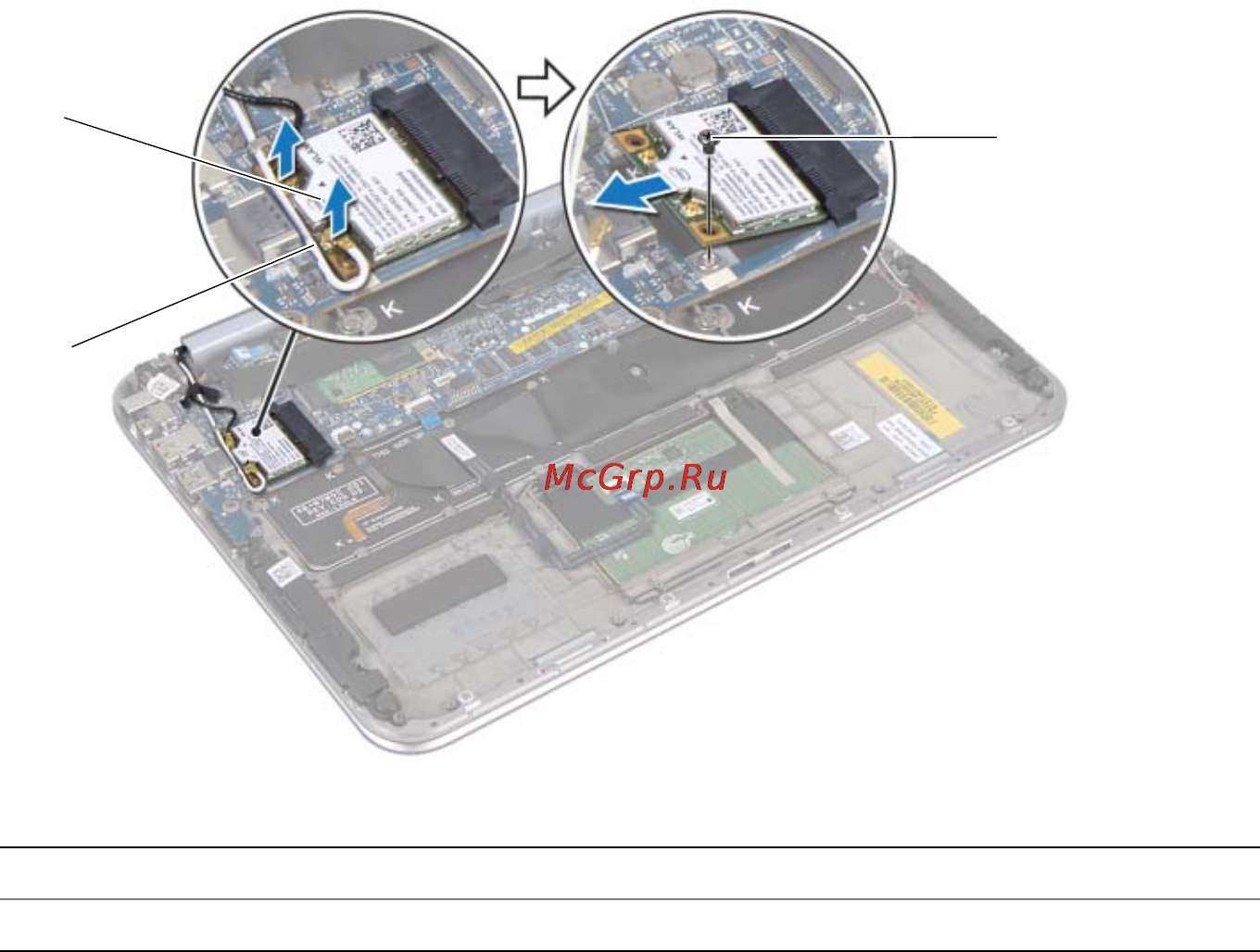 Dell XPS Duo 12 221x-3745 [16/76] Извлеките мини плату из разъема мини платы беспроводной сети