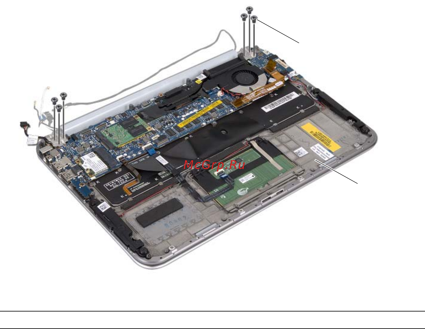 Dell XPS Duo 12 221x-6869 [49/76] Выверните винты крепления дисплея к упору для рук в сборе
