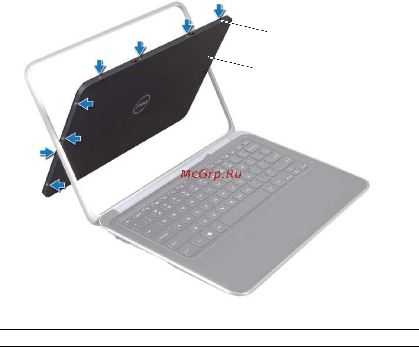 Dell XPS Duo 12 221x-6869 [54/76] Выверните винты крепления задней крышки к панели дисплея