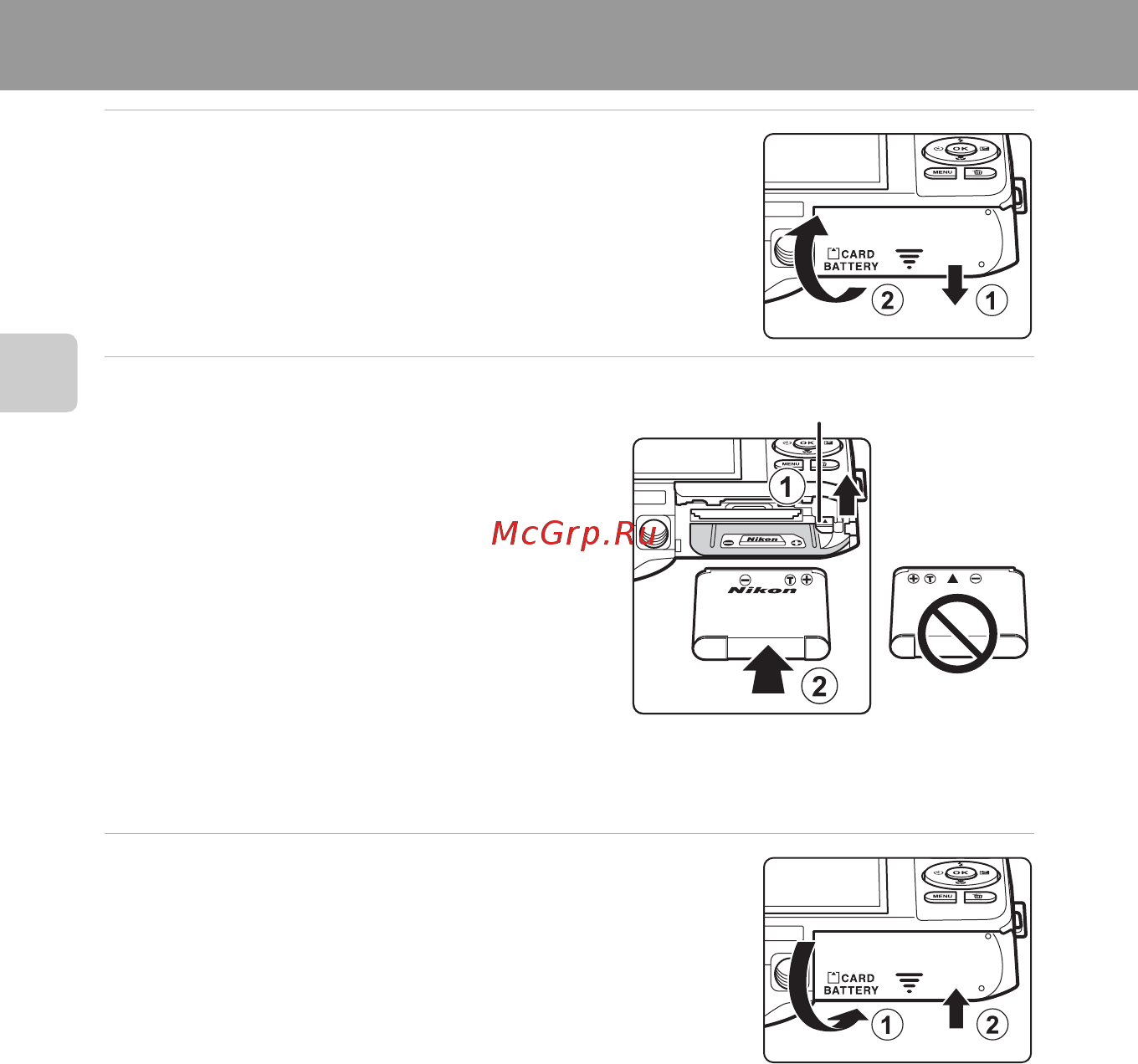 Nikon Coolpix S6500 Red  [36/284] Подготовка 1 установка батареи