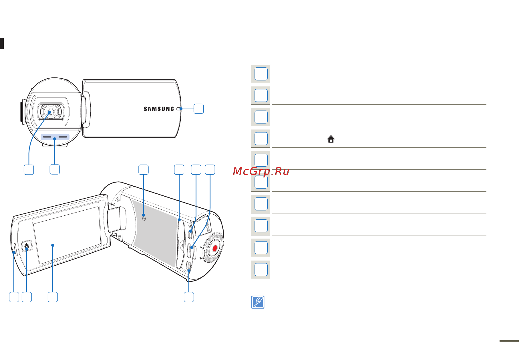 Samsung HMX-Q130TP [15/111] Расположение элементов управления