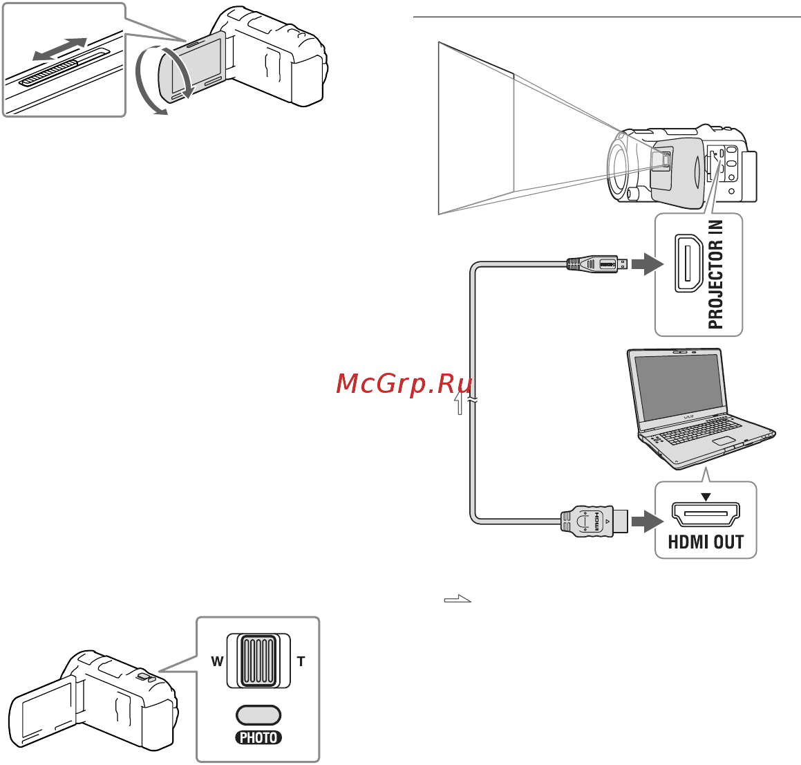 Sony HDR-PJ650E [40/84] Как воспроизводить с помощью проектора изображения с компьютера или смартфона