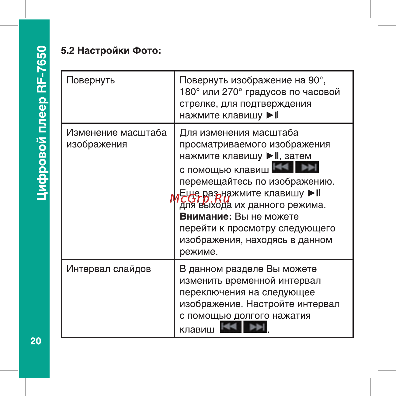 Ritmix RF-7650 8Gb Black Инструкция по эксплуатации онлайн [20/56] 80369