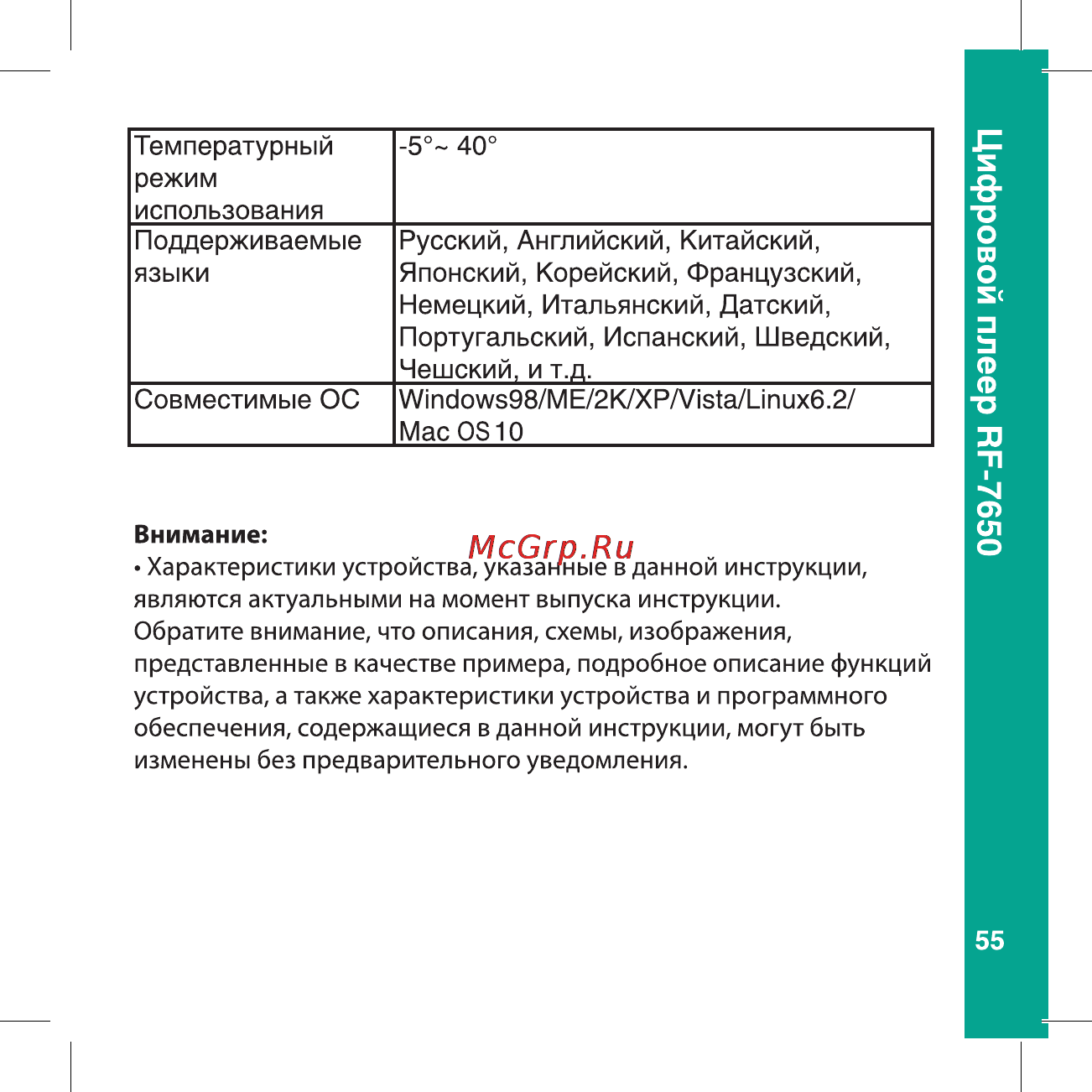 Ritmix RF-7650 8Gb Black Инструкция по эксплуатации онлайн [55/56] 80369