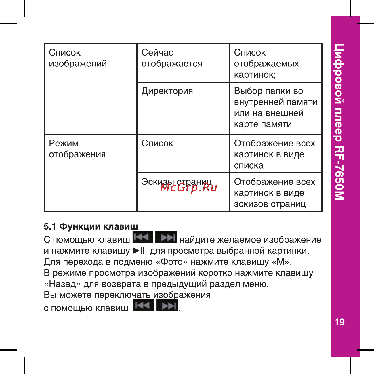 Ritmix RF-7650 M [19/56] Цифровой плеер пг 7650м