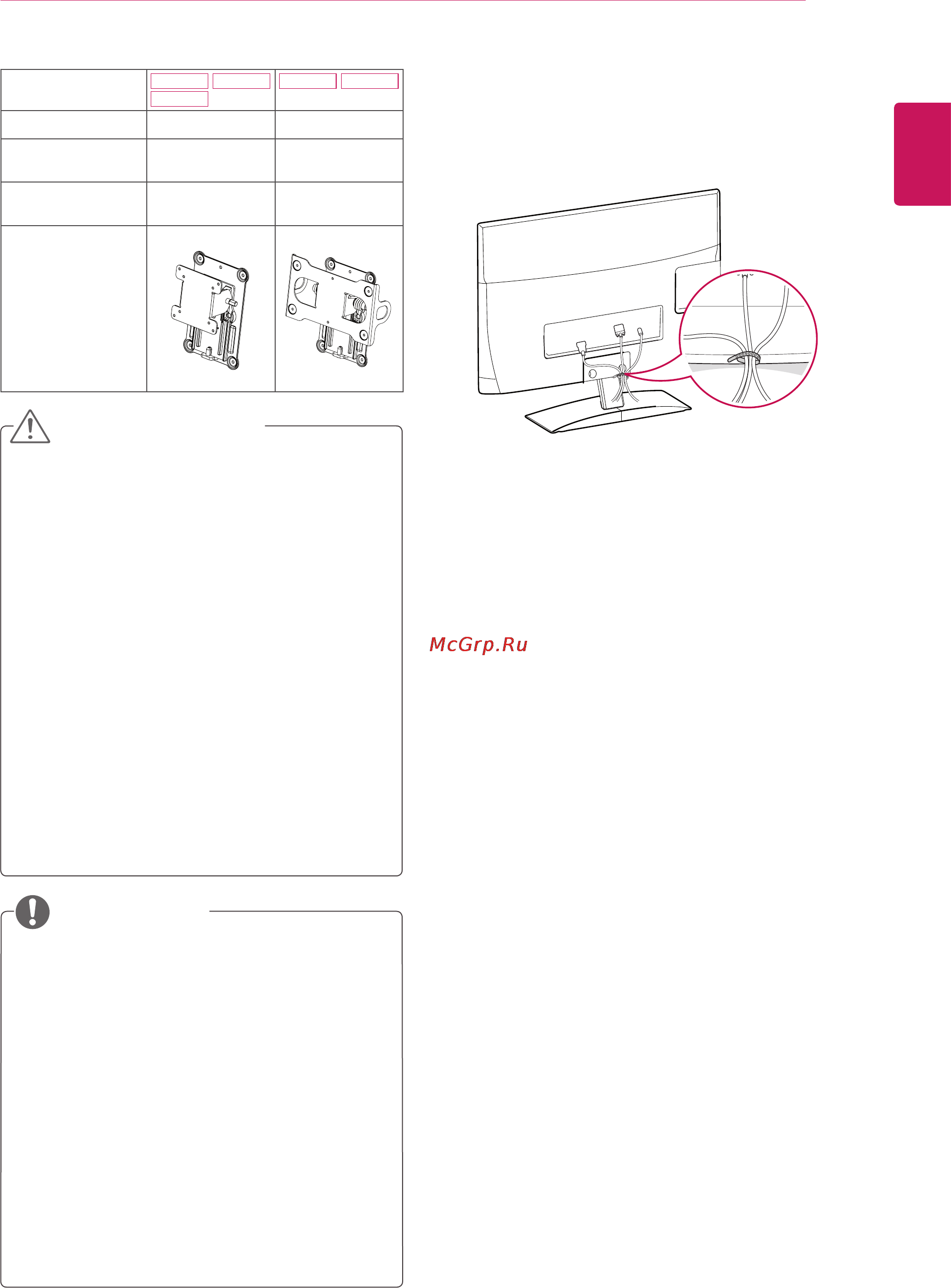 LG M1950D-PZ [9/86] Закрепление кабелей