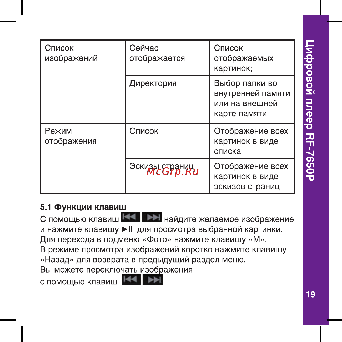 Ritmix RF-7650 P [19/56] Цифровой плеер вр 7650р