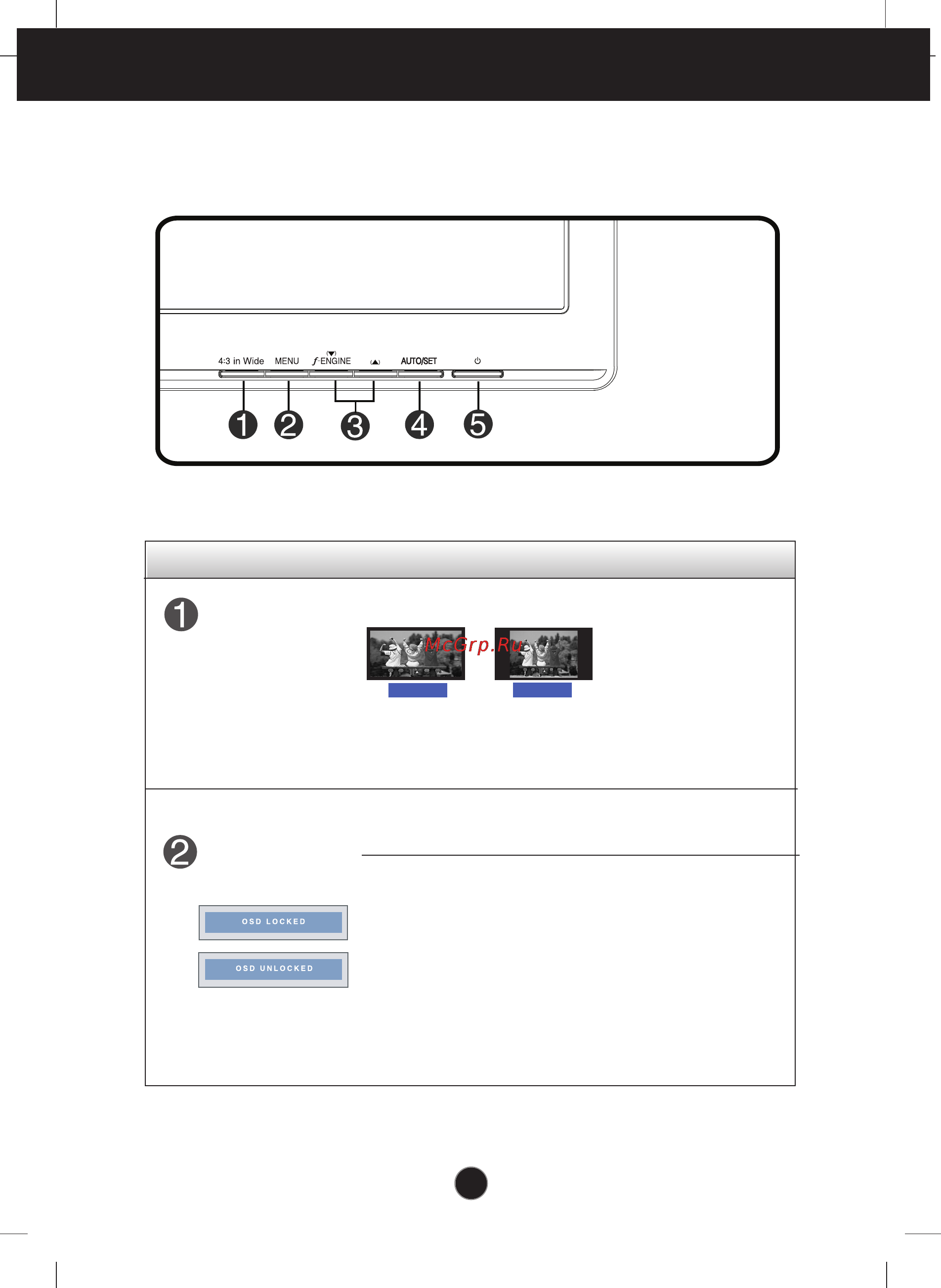 LG W2242S-PFU [8/25] Front panel controls