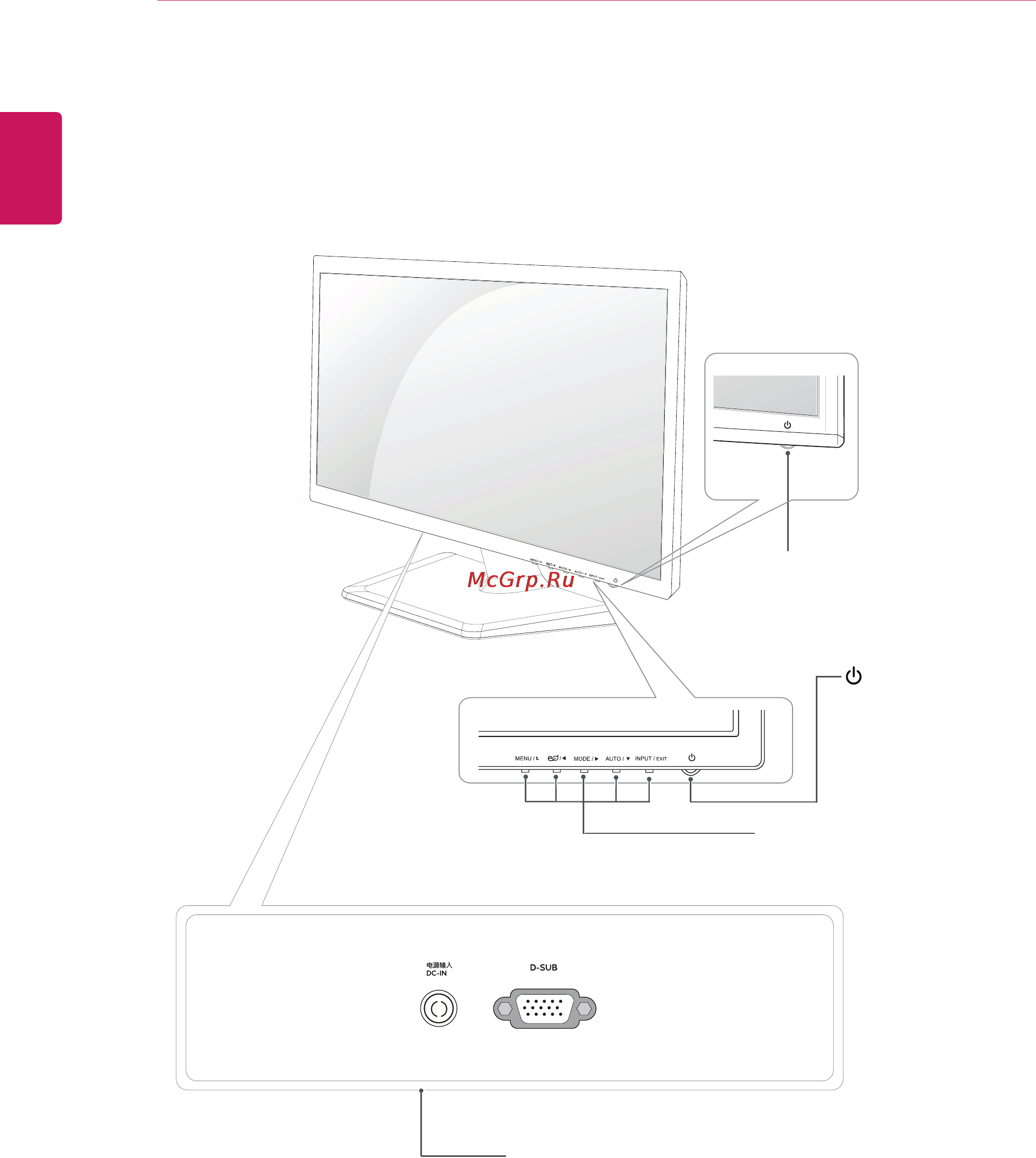 LG E1942CW-BN [4/25] Parts and buttons