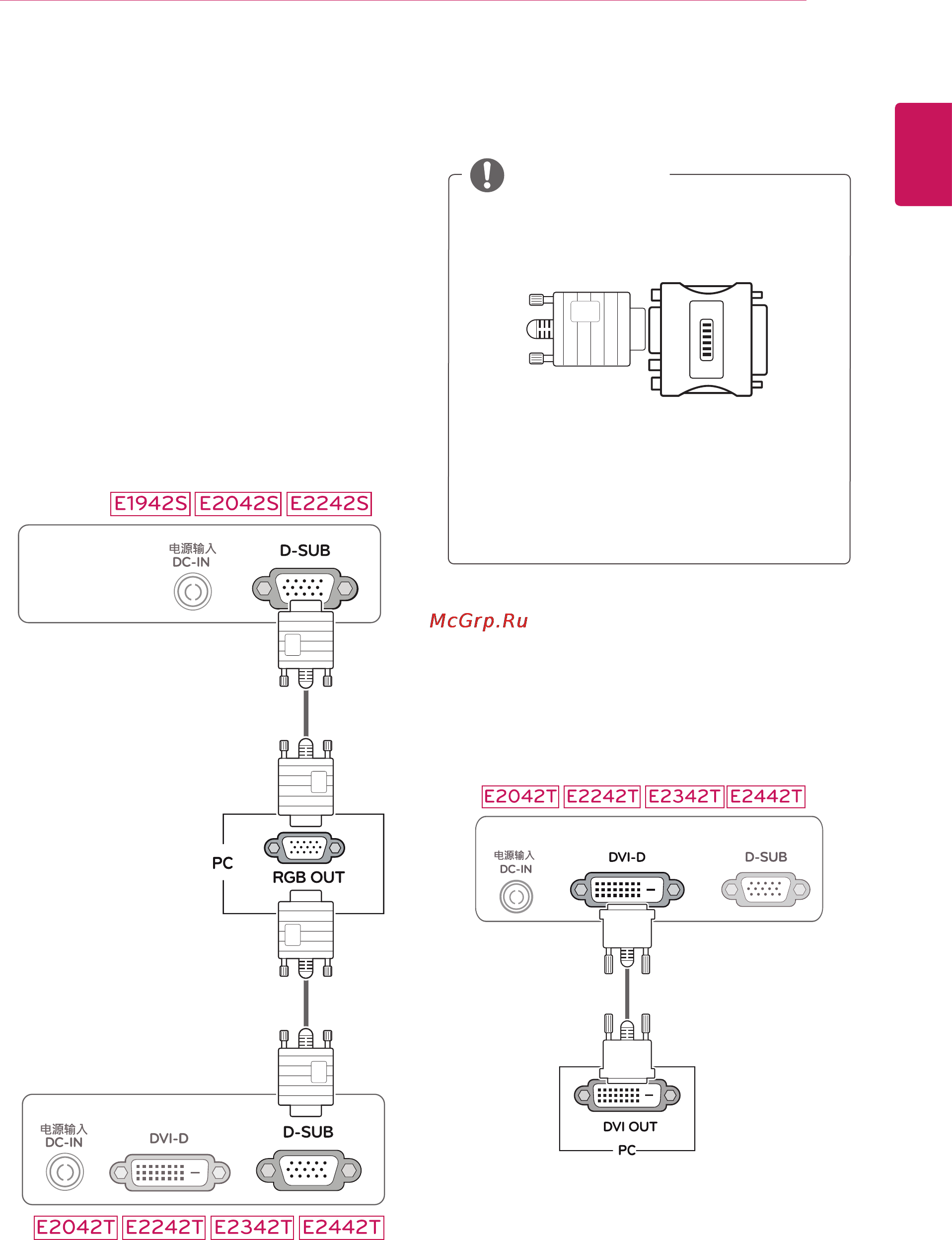 LG E2342T-BN [9/31] Способы подключения монитора