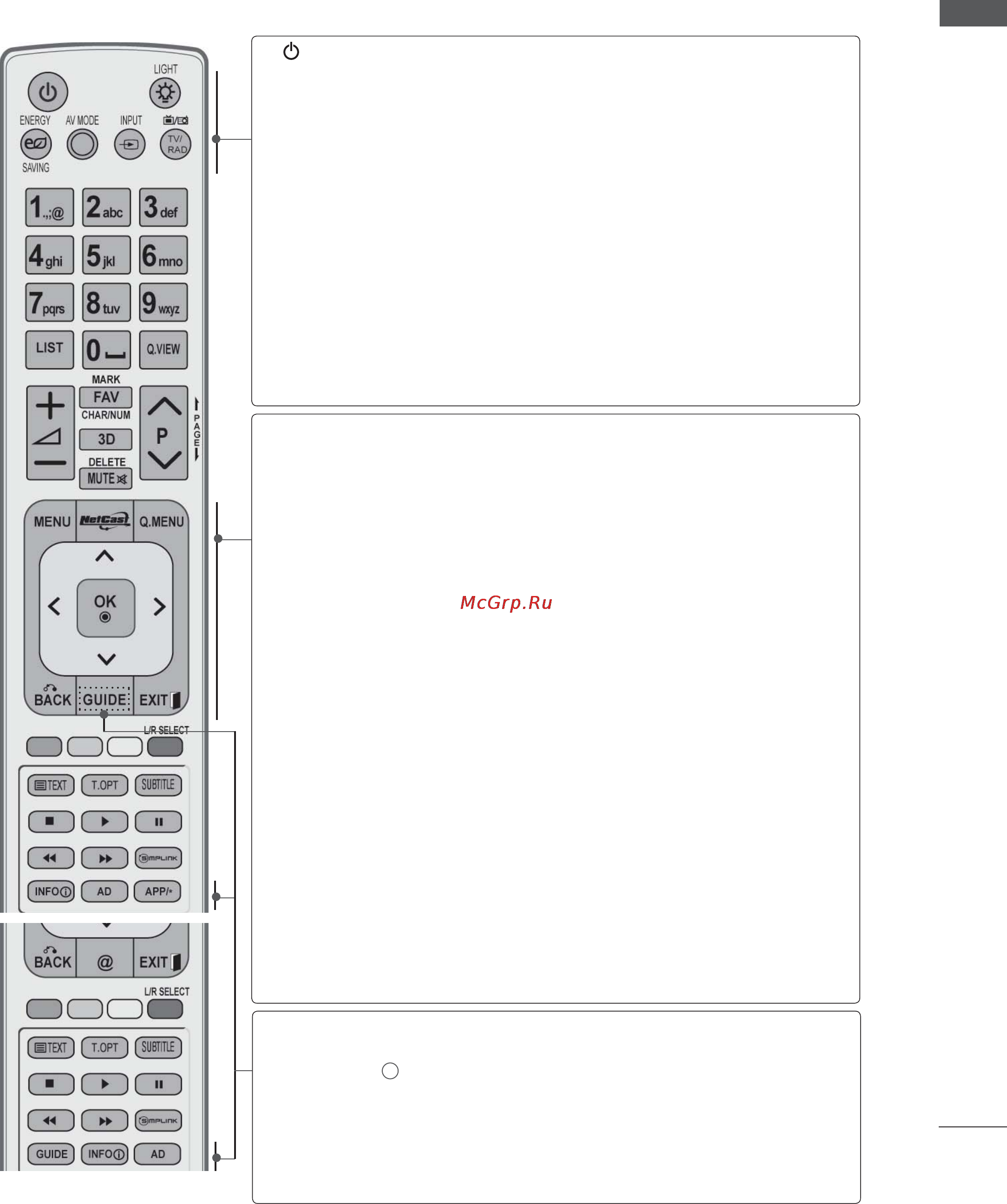 LG 55LX9500 [11/196] Функции кнопок пульта дистанционного управления