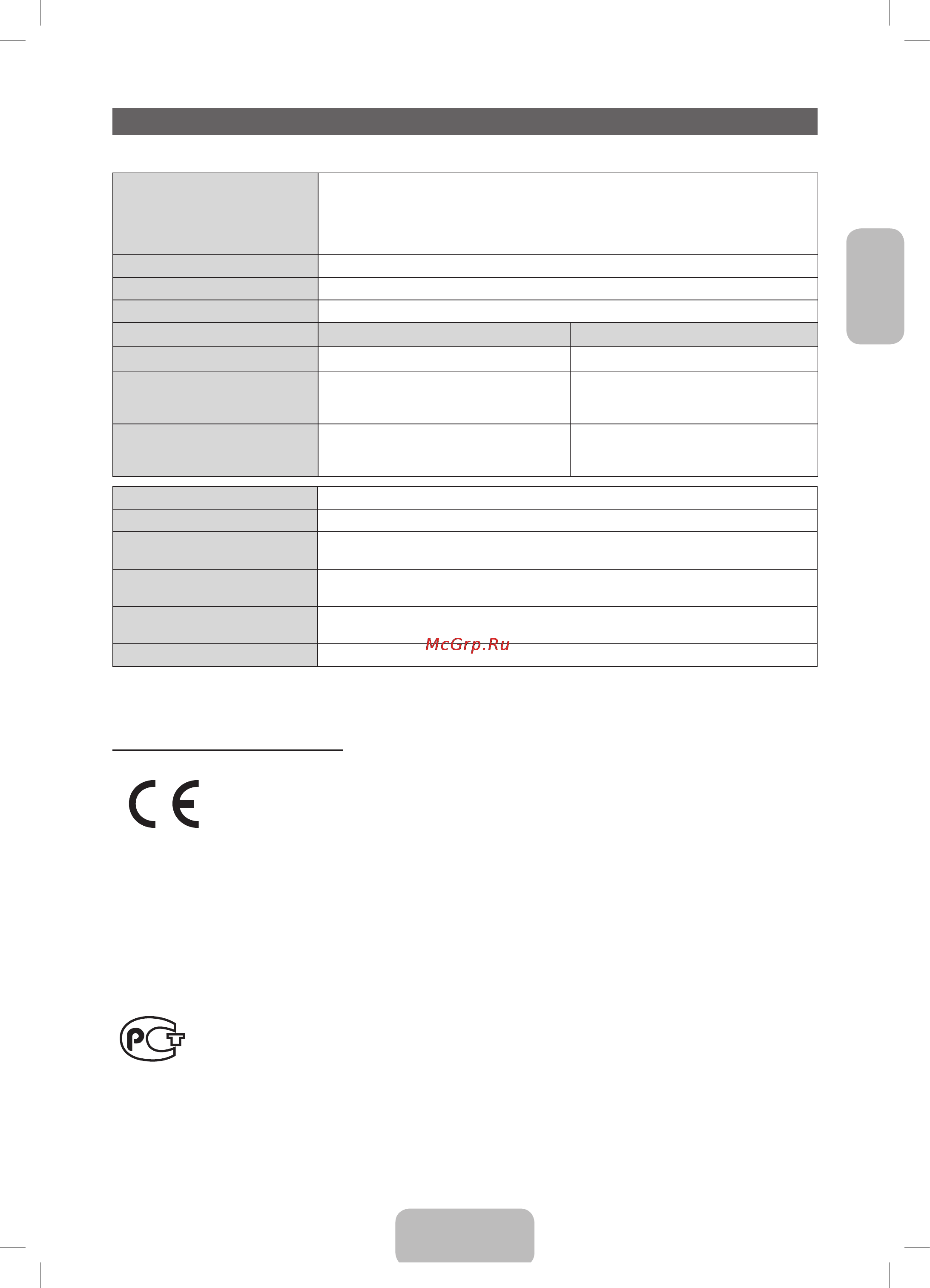 Samsung PS51F4900AK [19/20] Технические характеристики