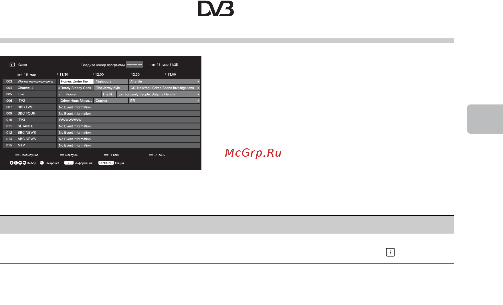 Sony KDL46R473A [21/72] Использование цифрового электронного экранного телегида epg