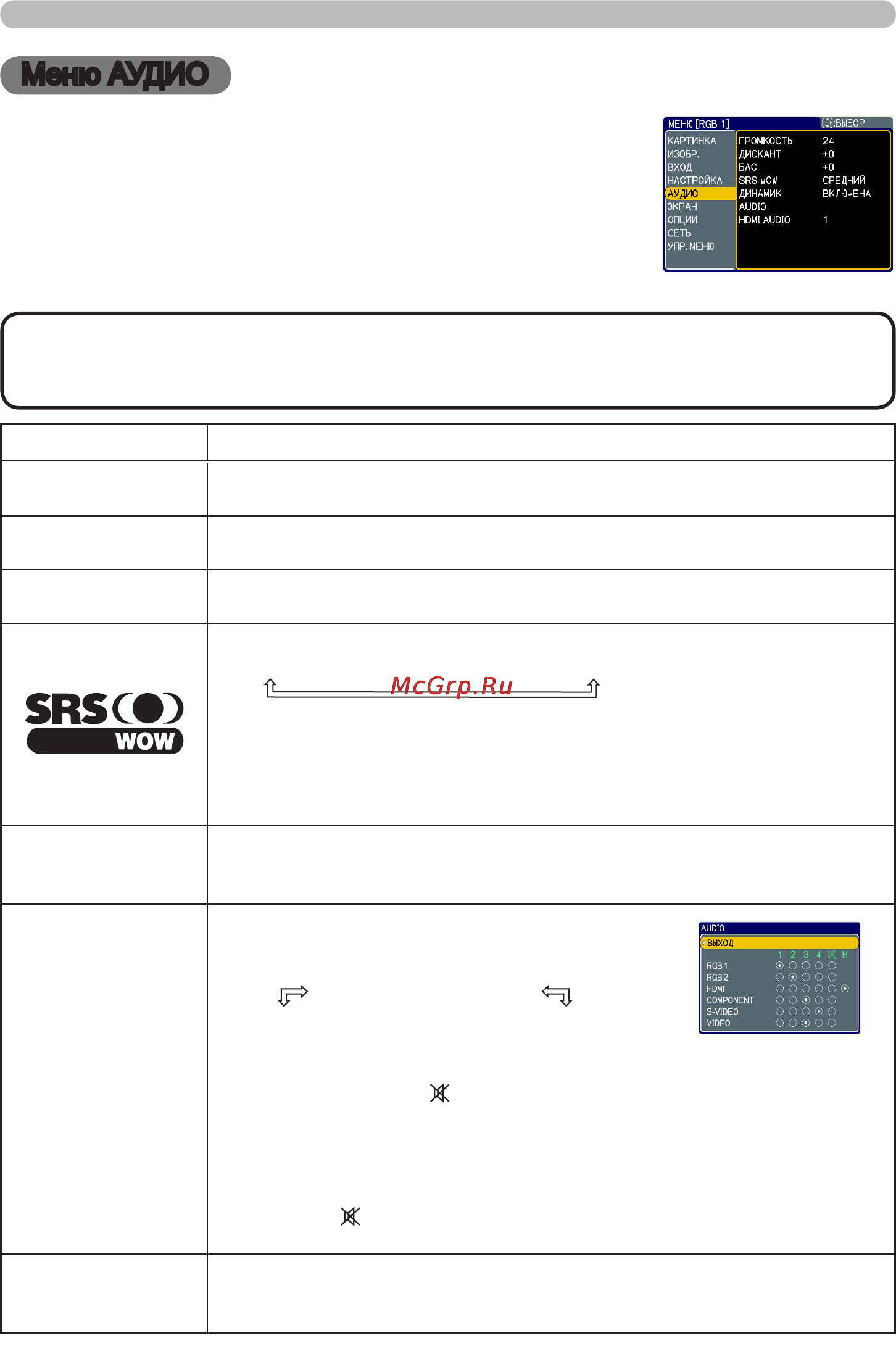 Viewsonic PJ1173 [43/125] Меню аудио