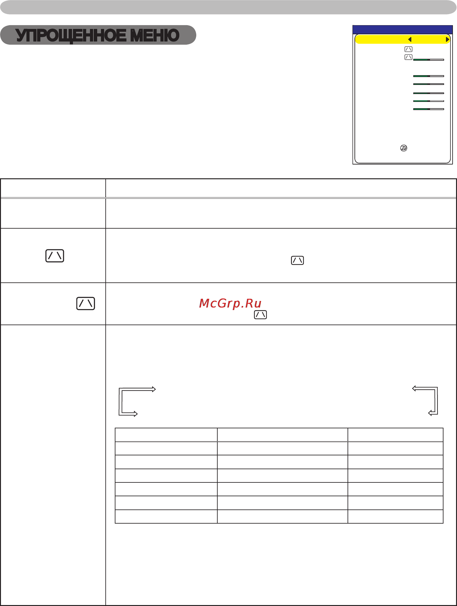 Viewsonic PJ358 [26/75] Упрощенное меню