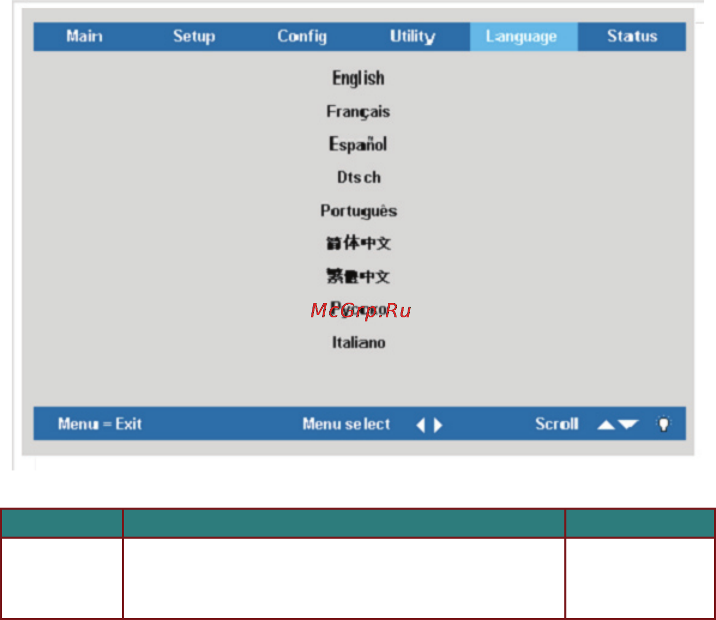 Viewsonic PJ588D [36/54] Менюlanguage язык