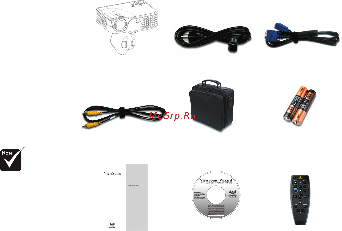 Viewsonic PJ256D [9/39] Комплект поставки