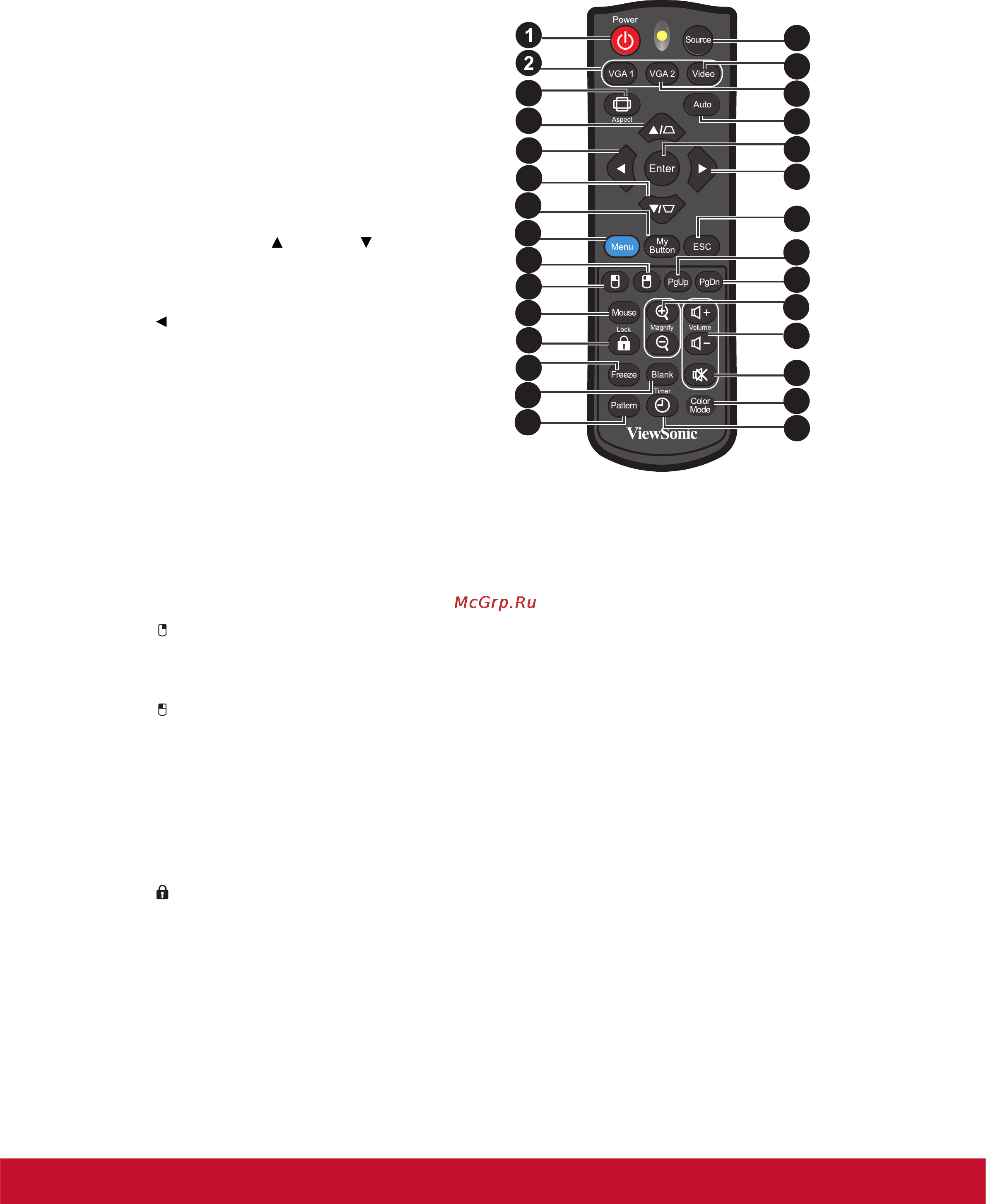 Viewsonic PRO6200 [14/52] Пульт дистанционного управления