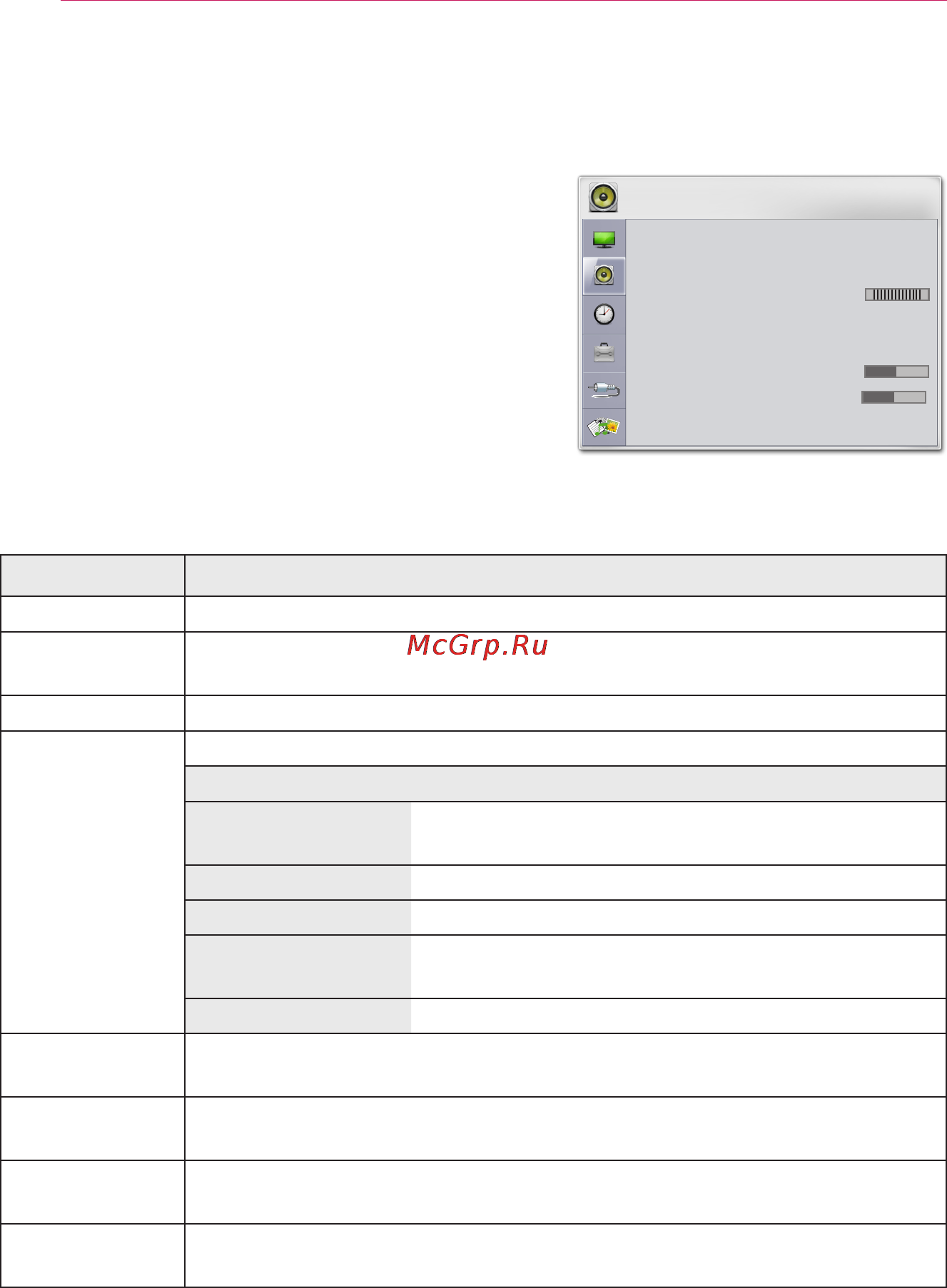 LG PB62G [48/60] Параметры меню звук
