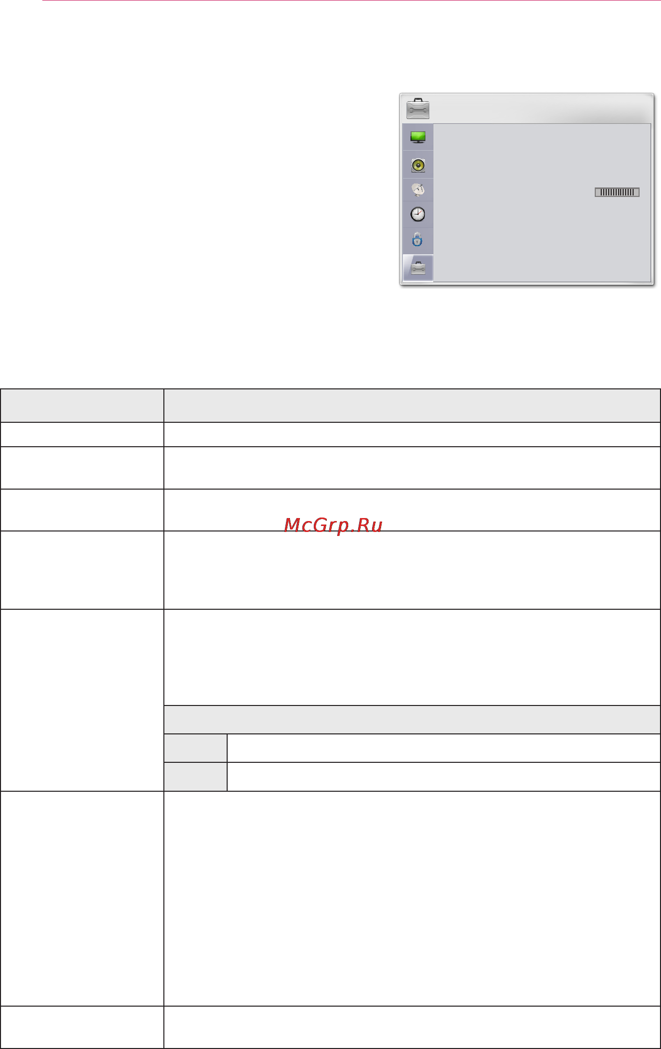 LG PG60G [50/60] Параметры меню установки