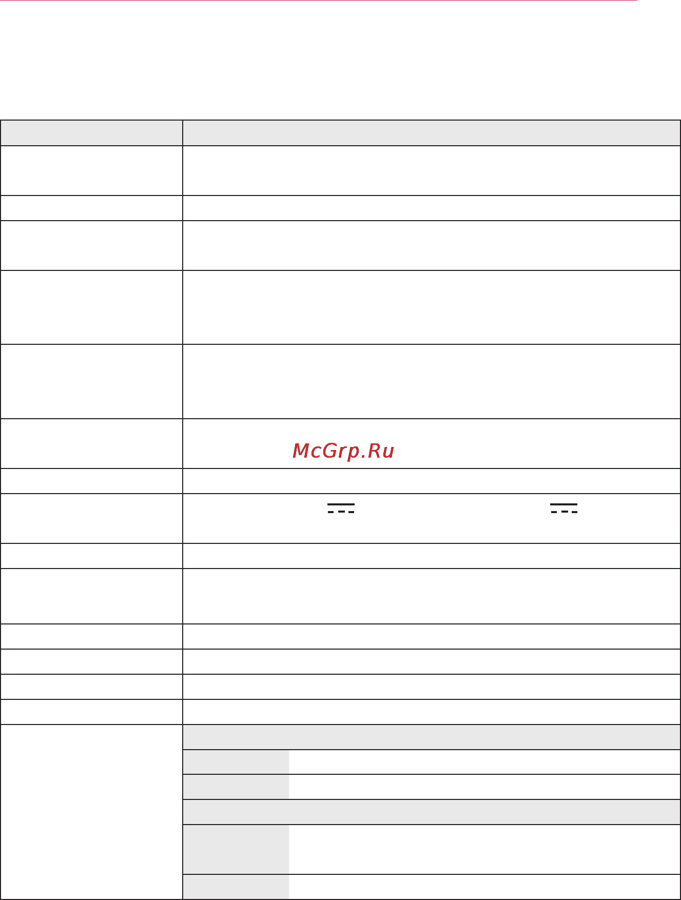 LG PG60G [57/60] Технические характеристики