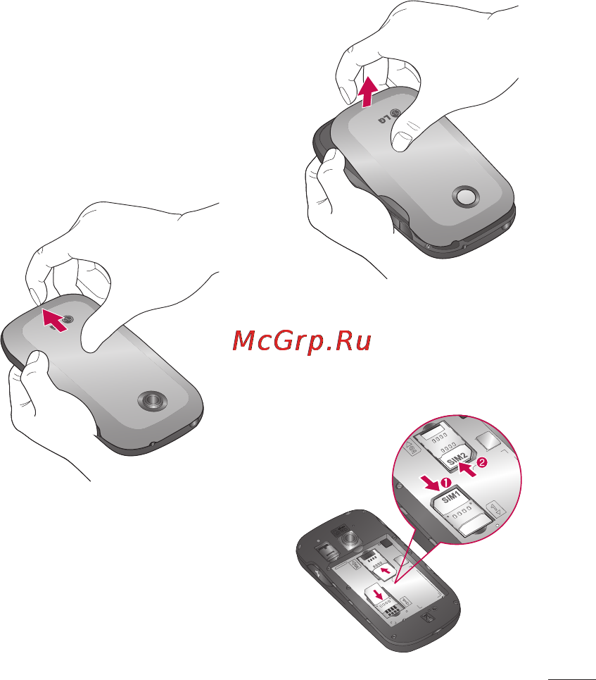 LG LGP698 Optimus Link Dual [31/260] Установка sim карт и аккумулятора