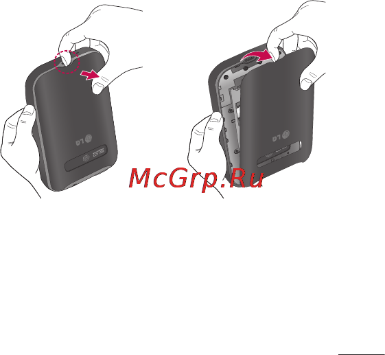 LG E510 [211/388] Встановлення sim карти та акумулятора