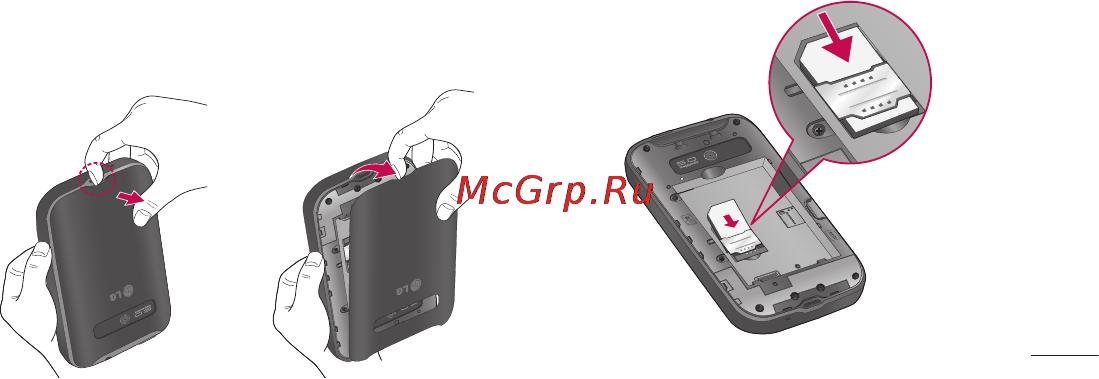 LG E510 [43/388] Установка sim карты и аккумулятора