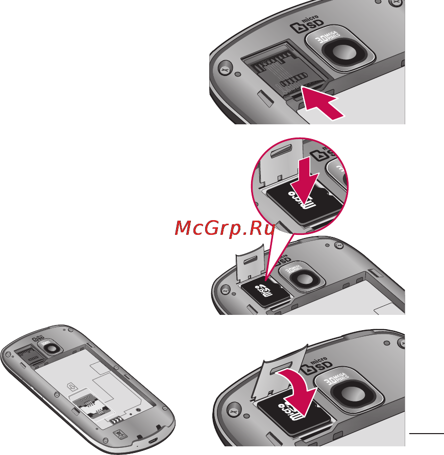 LG LGP500 Optimus One [127/250] Встановлення карти пам яті