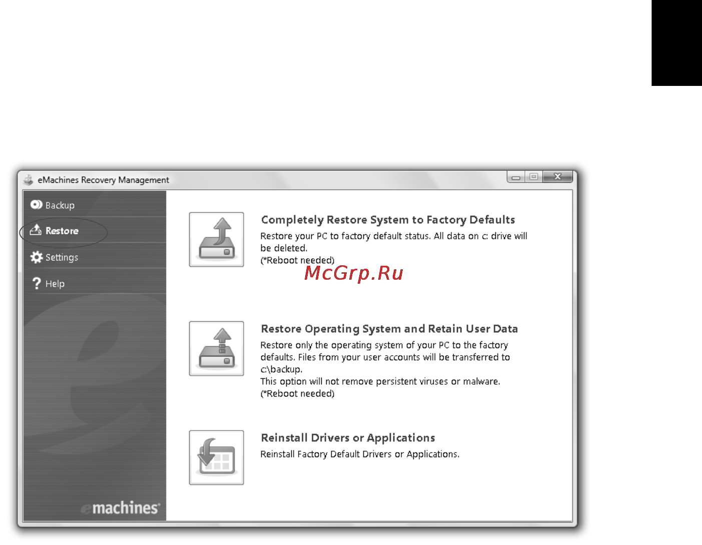 E-Machines E642G [47/1698] Restore