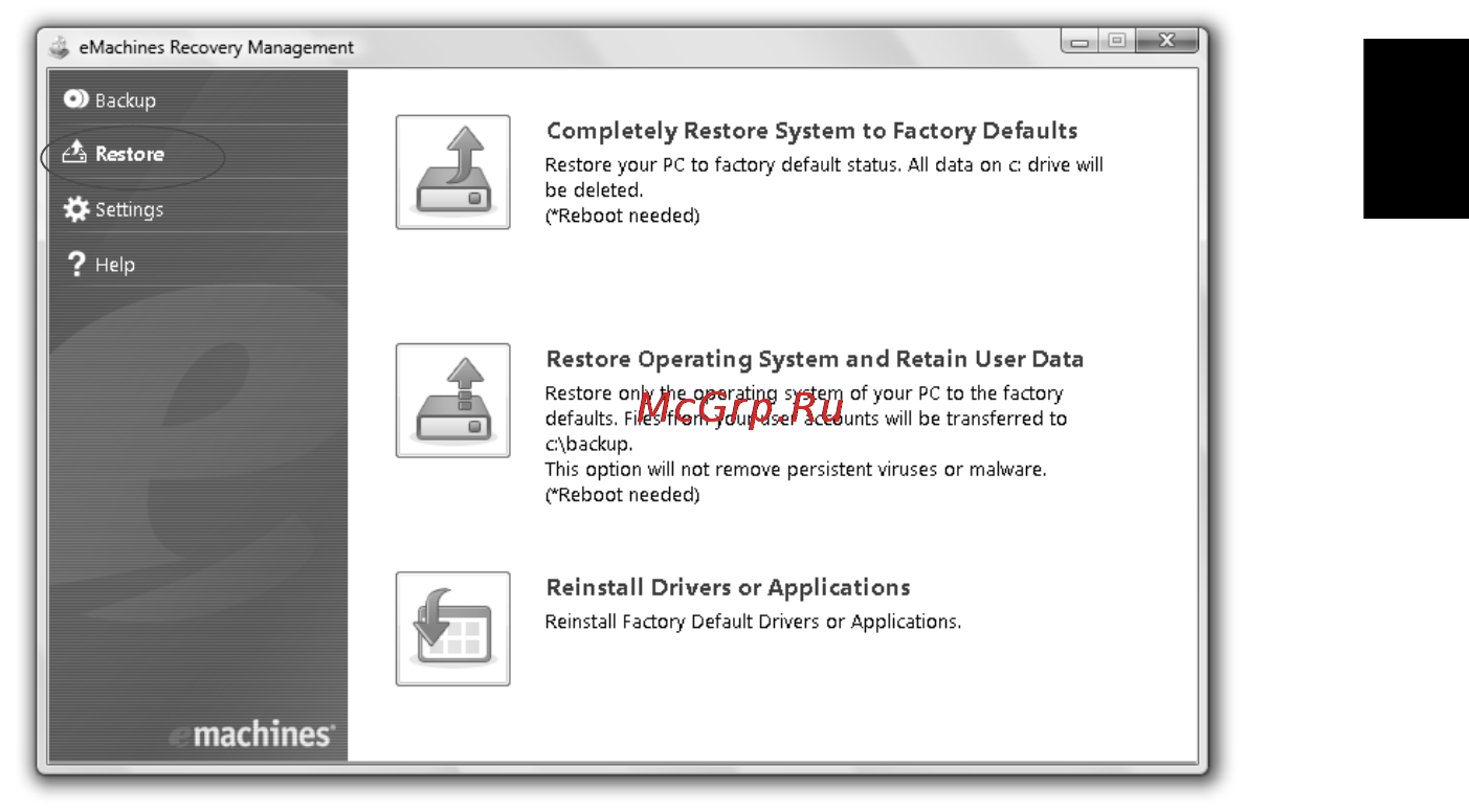E-Machines E728 [269/1698] Restaurar