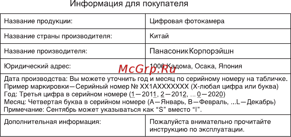 Panasonic LUMIX DMC-FT20 Инструкция по эксплуатации онлайн [25/26] 82118
